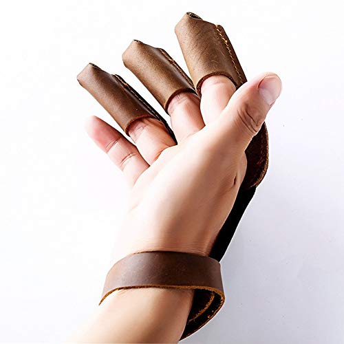 Nachvorn Archery Gloves Shooting Hunting Leather Three Finger Protector for Youth Adult