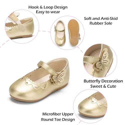 Image of PHIRAMIN Toddler Flower Girl Glitter Dress Shoes Little Girl Ballet Flats Bow Wedding Party