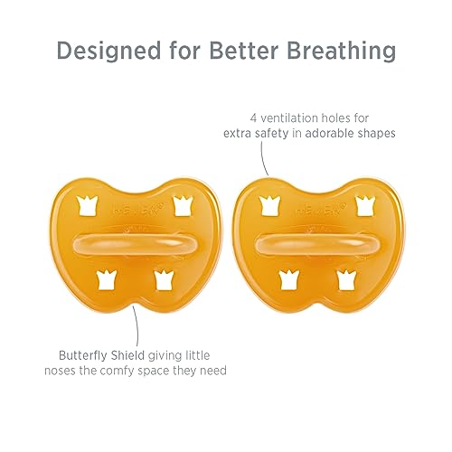 Image of HEVEA Natural Rubber Pacifier Round Newborn 0+ Months - Hygienic One Piece Design for Newborns to Toddlers, BPA-Free, Soft & Durable - 2-Pack (Natural)
