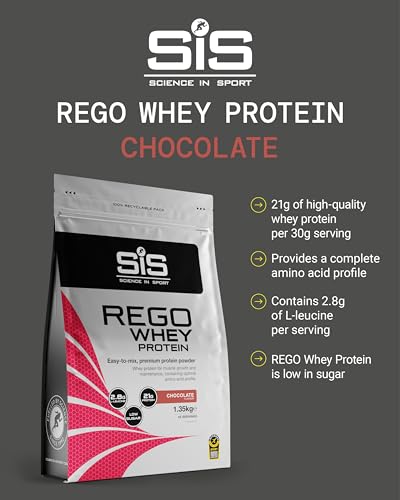 Science In Sport REGO Whey Protein Powder | Muscle Building & Recovery with BCAA Amino Acids | Chocolate Flavour, 1.35 kg, 45 Servings - Image 3