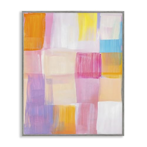 'Abstract Grid Brushstrokes'| Framed Giclee Art