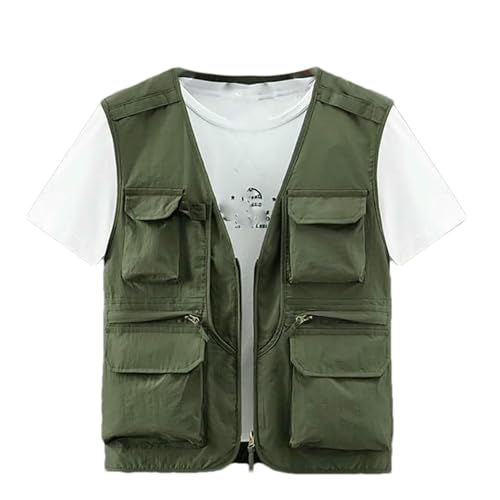 Chaleco de verano para hombre con múltiples bolsillos, ropa casual impermeable sin mangas EN8 L