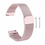 HARFINGTON Stainless Steel Mesh Watch Band 16mm Quick Release Metal Replacement Watch Strap with Magnetic Buckle for Men Women, Rose Pink