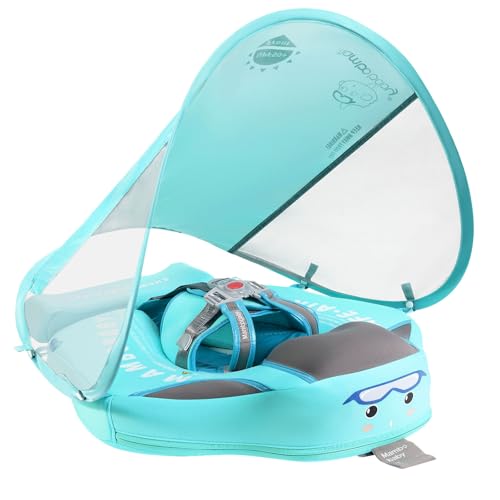Image of Baby Floats for Pool with Canopy Removable Sun Protection Canopy Mambobaby Float Non Inflatable Upgrade Add Tail Avoid Flip Waterproof Skin-Friendly Infant Swim Float 3-24 Months