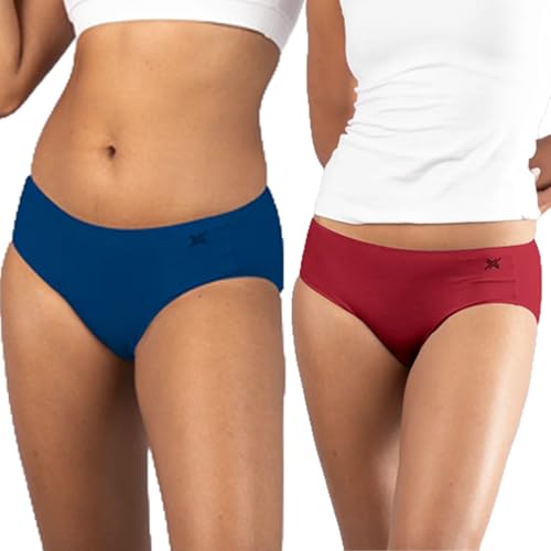 Image of Lavos Bamboo Cotton Panties for Women, Comfortable Soft Mid-Waist Hipster Panty with Thin Inner Elastic, Anti-Bacterial Odour Free Underwear for Womens, Seamless No Visible Briefs for Ladies