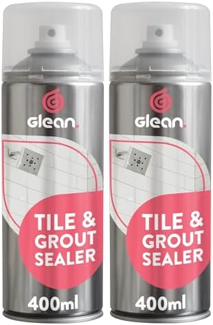 GLEAN Tile & Grout Sealer Spray | 2 x 400ml | Clear Waterproof Sealant for Coloured & White Grout | Kitchen & Bathroom Use | Protects From Mould, Stains, Grease & Dirt | Quick-Dry Lasting Protection