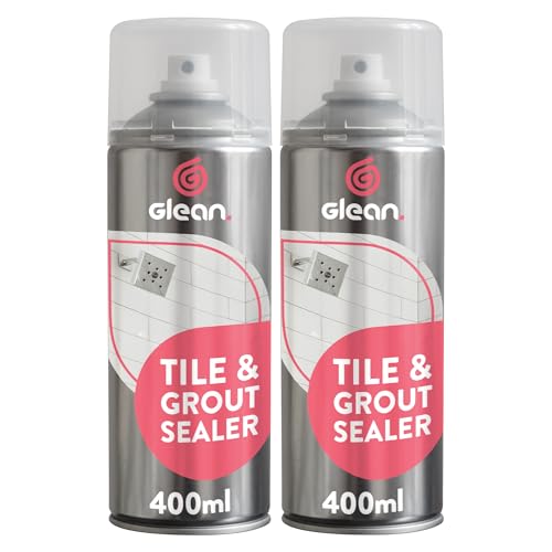 GLEAN Tile & Grout Sealer Spray | 2 x 400ml | Clear Waterproof Sealant for Coloured & White Grout | Kitchen & Bathroom Use | Protects From Mould, Stains, Grease & Dirt | Quick-Dry Lasting Protection