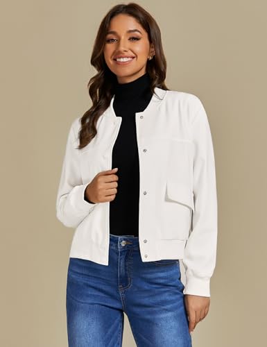 luvamia Bomber Jackets for Women Fall Casual Button Down Long Sleeves Trendy Varsity Jacket Outerwear Coat with Pockets4