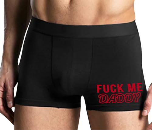 Knaughty Knickers Fuck Me Daddy - DDLG Age Play Black Mens Boxer Brief Adult Fun Design