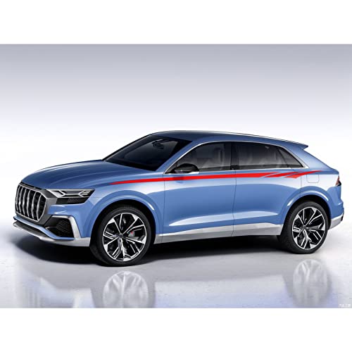 Ramuel Sports Racing Stripe Stickers Car Body Door Side Stripe Graphic Vinyl Decals Waistline Decal Long Stripes Vinyl Sticker For Cars Suv Sedan Vehicles Universal (2Pcs Red） #TOP3