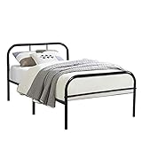 GreenForest Twin Size Bed Frame/Stable Metal Slat Support/No Boxspring needed/with Headboard/Black