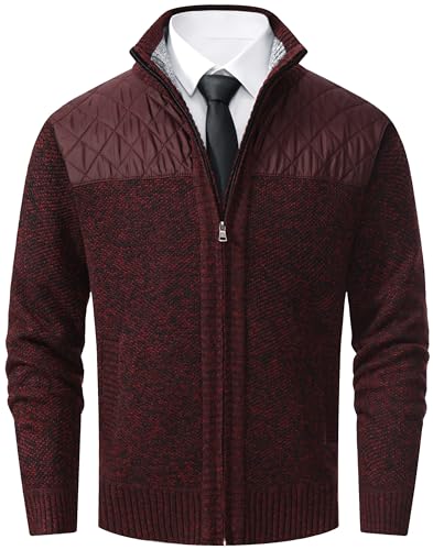 Image of Vcansion Men's Classic Cardigan Sweaters Stand Collar Slim Fit Casual Knitted Sweater