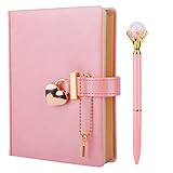 Diario de bloqueo en forma de corazón con planificador de llaves, cuaderno, organizador personal, regalo para niñas, mujeres, hija (rosa)