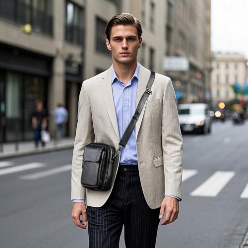 Image of Small Leather Crossbody Bags for Women Mini Messenger Bag for Men Purse Shoulder sling bag