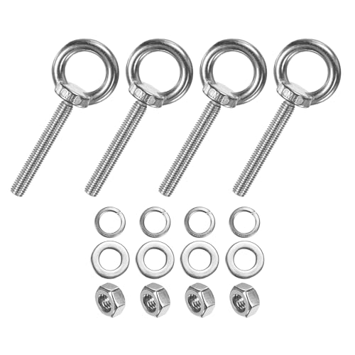M METERXITY 4-Sets Stainless Eyebolt M8x60mm Shoulder Lifting Eye Bolt with Nuts Washers Male Screw Thread Ring Shoulder Eye Bolts Length 2.36 Inch for Suspending/Fastening