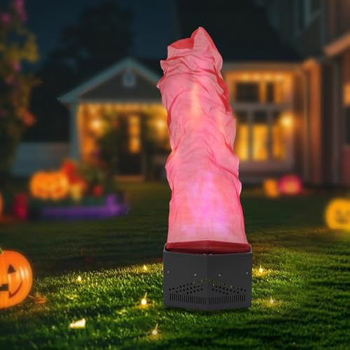 Fake Fire Flame Light, 5FT Flame Lamp Stage Lights 24 LED (20 Red + 4 Blue), Artificial Simulated Fire Atmosphere Lamp for Stage DJ Party Christmas Campfire Party Decoration, 130W