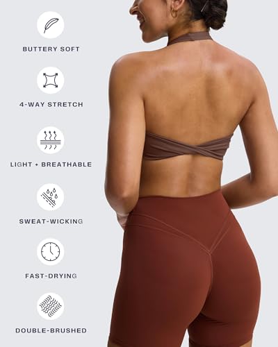 Aoxjox Sutiã esportivo frente única feminino fitness Rosie sutiã yoga crop tank, Café Fudge, M