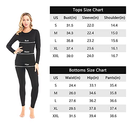 Qingduomao Women's Thermal Underwear Set Ultra-Soft Top & Bottom Ski Base Layer Lightweight Long Johns, Grey Xl #TOP5