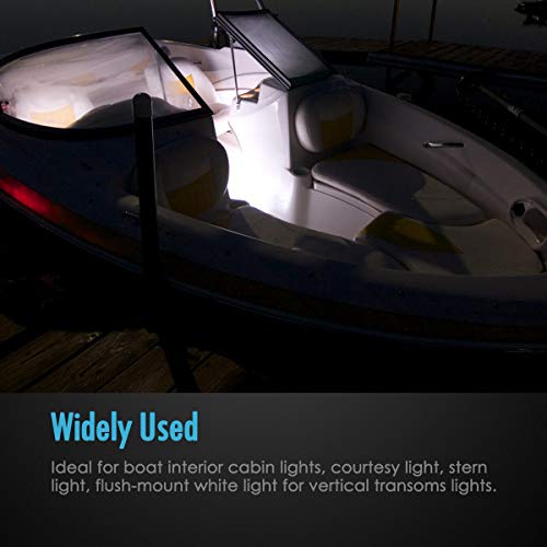 Tctauto Marine Led White Light For Boats Courtesy Transom Cabin Stern Navigation Lights 3 Inch 12V Round Chrome Clear Lens Waterproof, Pack Of 2 #TOP4