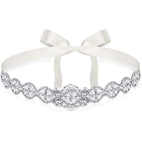 Geosar Rhinestone Wedding Sash Belt Cover