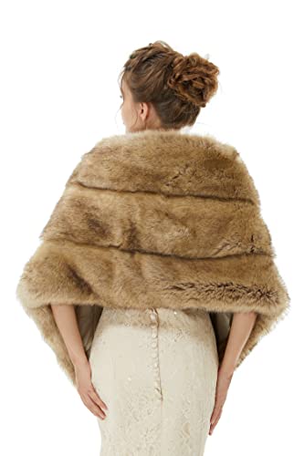 Women's Winter Warm Faux Fur Shrugs Stole Coats Bridal Wedding Shawls Bridesmaids Wraps Cover up3