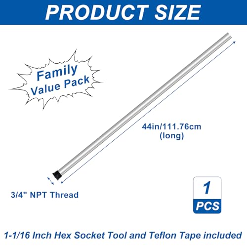 Magnesium Anode Rod 44" for Hot Water Heater,Compatible with Rheemm A.O. Smithh Giantt,Reliancee Richmondd,Hex Head 3/4" NPT x 44" Corroation Protect Rotten Egg Smell for Home Water Tank by Podoy - Used condition - Image 3