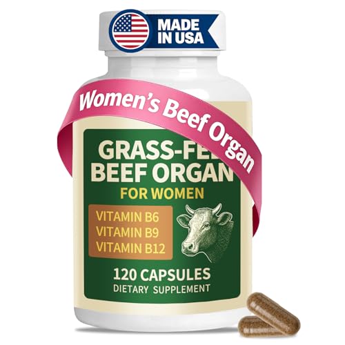 Fleamart Beef Organ Supplement for Women with Liver, Heart, Kidney, Uterus Tissue and Vitamin B Complex Female Beef Organ Supplement Complex Capsules Made in USA, Gluten Free, Non-GMO, 120 Capsules