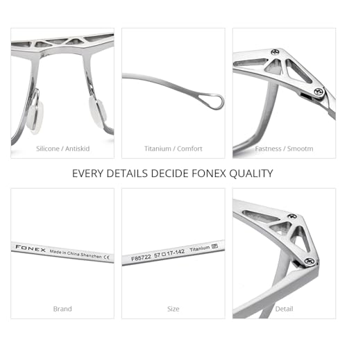 Image of FONEX Titanium Glasses Frame for Men,Square Eyewear Full Optical Eyeglasses F85641