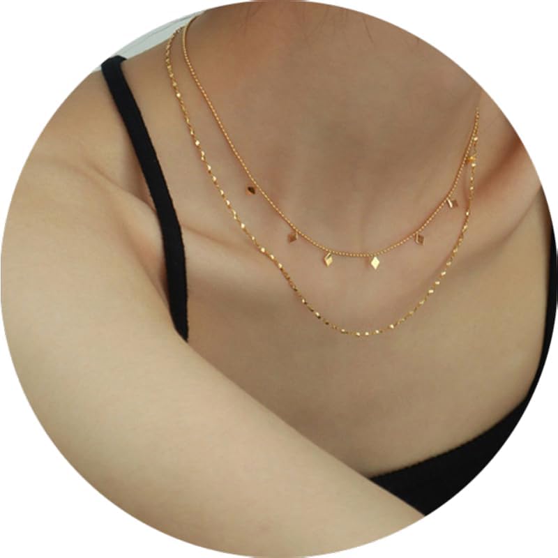 Layered gold Chain necklace, 18K Gold Plated Necklace Set For Women Gift Trendy - Image 5