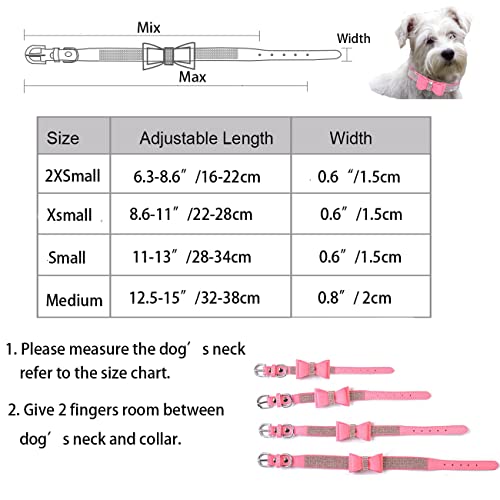 Crystal Dog Collar With Bow Tie Rhinestone Puppy Collars Bling For Small Dogs Boy Girl(Pink,S) #TOP5