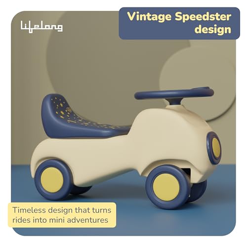 Image of Lifelong Cuppy Little Joy Ride On Car for Kids 1-5 Years - Vintage Push Car Toy, Sturdy Wheels, Wide Seat, BIS Certified, Ready to Ride, No Assembly, No Battery Needed (LLCSSR01)