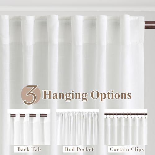 Image of Joywell Linen Curtains Natural White 84 Inches Long