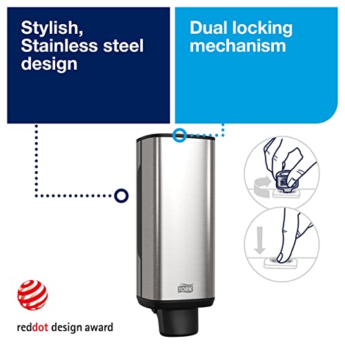 Image of Tork Foam Skincare Manual Dispenser for Foam Soap and Hand Sanitizer 466000 - Economical, S4 Dispenser System, Color Stainless Steel (Pack of 1)