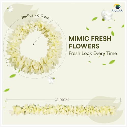 Image of Sanas Gajra For Hair Bun Accessories For Women (4Pcs) Artificial Flowers For Hair Styling Bridal Hairs Accessory For Wedding Accessories For Women Reusable Gajra (4Pcs) (Traditional Floral White)