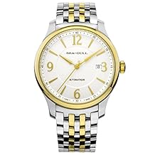 SEA-GULL Seagull Automatic Watches 40mm Business Mens Watch Display Caseback Butterfly Clasp, White, bracelet