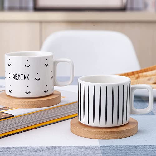 Luka Porcelain Espresso Cup With Saucer And Metal Stand, 4 Ounce Stackable Ceramic Demitasse Espresso Mugs Cups Set For Latte,Coffee,Cafe Mocha,Tea(Set Of 4) #TOP2