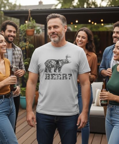 Deer Beer Bear Funny T-Shirt Drinking Humor Graphic Tee Novelty Gift Party Shirt for Men Women Military