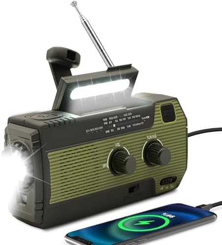 Notfall-Solar Radio,Solarbaby Selbstbetriebenes Kurbelradio mit LED-Taschenlampe, SOS-Alarm,AM/FM Wetter Wind Up Radio mit 4000mAh Akku für Notladung von Smartphone