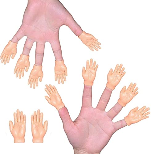 Tiny Hands Little Finger Hands â€“ Pack of 12, 6 Left & 6 Right - Finger Puppets for Hands â€“ Small Hand Prop Accessories â€“ Mini Prank Hand & Gag Gifts for Adults