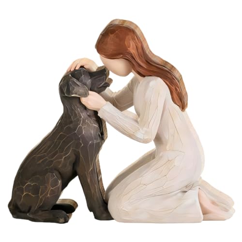 Image of Angel Dog Figurines, Labrador Wooden Ornaments, Pet Memorial Plaque, Cute Animal Sculpture for Garden, Living Room, Bedroom & Desk Decor, Dog Memorial Gifts for Dogs Lovers