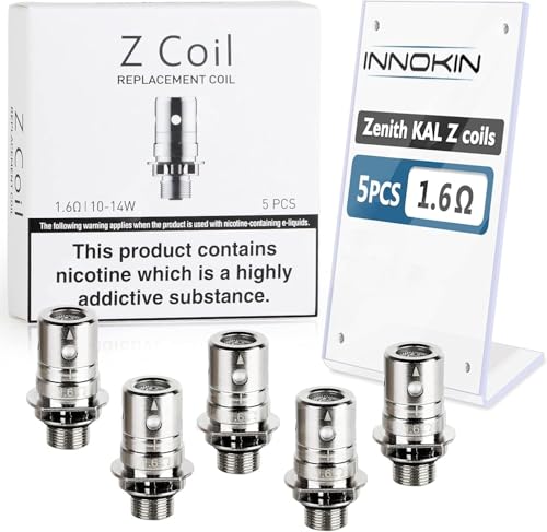 Innokin Z Coils [Pack of 5] – 1.6Ω KAL Replacement Vape Coil Compatible with Innokin Z, Zlide & Adept Kits – Long-Lasting MTL for Smooth Vapour & Flavour – No Nicotine