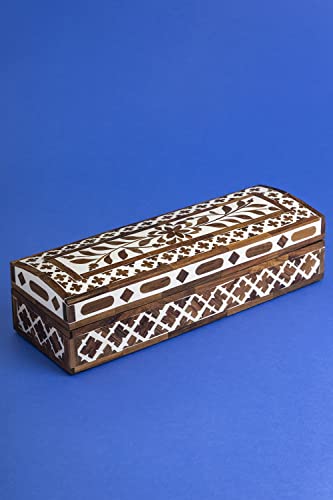 Gauri Kohli Jodhpur Wood Inlay Decorative Box, 12" #TOP2