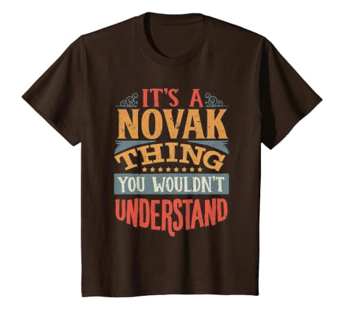 Novak Name T-Shirt, Youth, Brown, Small