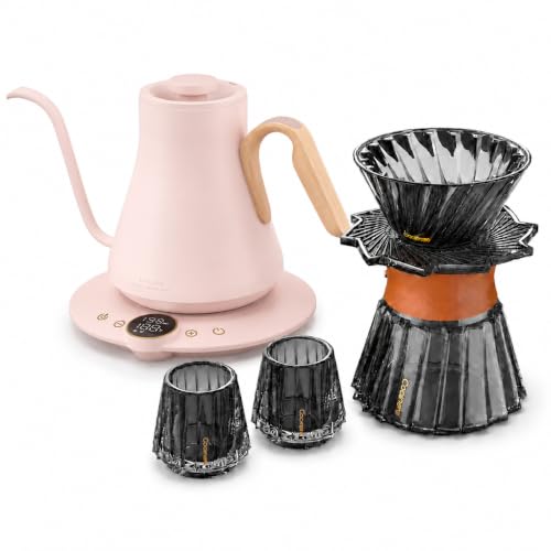 Image of Cocinare Gooseneck Electric Kettle & Pour Over Coffee Set, ±1F Temperature Control, 1500W 0.9L Kettle, Coffee Dripper, 550 ml / 18.6 oz Server & 2 Tasting Cups