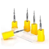 OSCARBIDE Tapered Ball Nose Carbide End Mills 1/8' Shank R0.25 CNC Router Bit 2 Flutes Tin Coated for Engraving Milling 3D Relief Carving.5pcs/Set