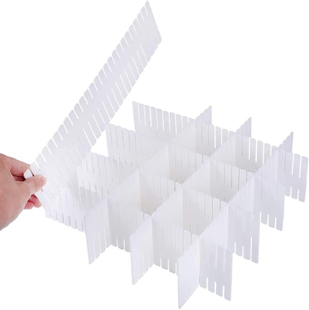 APRAS Plastic Adjustable Storage Organizer Drawer Divider for Home & Kitchen for Makeup Tools, Kitchen Cutlery, Office Desk Clinic Bedroom (40 PCS) - White Colour-image-25