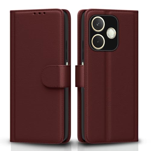 Image of Pikkme Flip Cover for Oppo A5 Pro 5G Leather Finish | Inside TPU with Card Pockets | Wallet Stand and Shock Proof | Complete Protection Flip Case(Brown)
