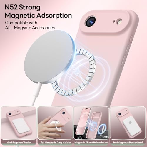 Image of LOVE 3000 Designed for iPhone Air Case, Premium Silicone [Compatible with Magsafe][Soft Anti-Scratch Microfiber Lining] Shockproof Protective Phone Case for Men Women 6.5 inch, Chalk Pink