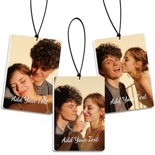 Bemaystar Personalised Car Air Freshener - Custom Double Sided Photo Text Air Freshener Personalised Air Freshener Customised Gifts for Men Women Boyfriend Girlfriend (Rectangle)