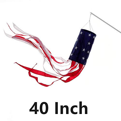 Aosivm 60 Inch American Flag Windsock Outdoor Embroidered Stars & Stripes 40 Inch USA Flags Patriotic Decorations Fade Resistant USA Decorations(2 Pack)-Windsock Outdoor Hanging (40 Inch) - Thumbnail 2